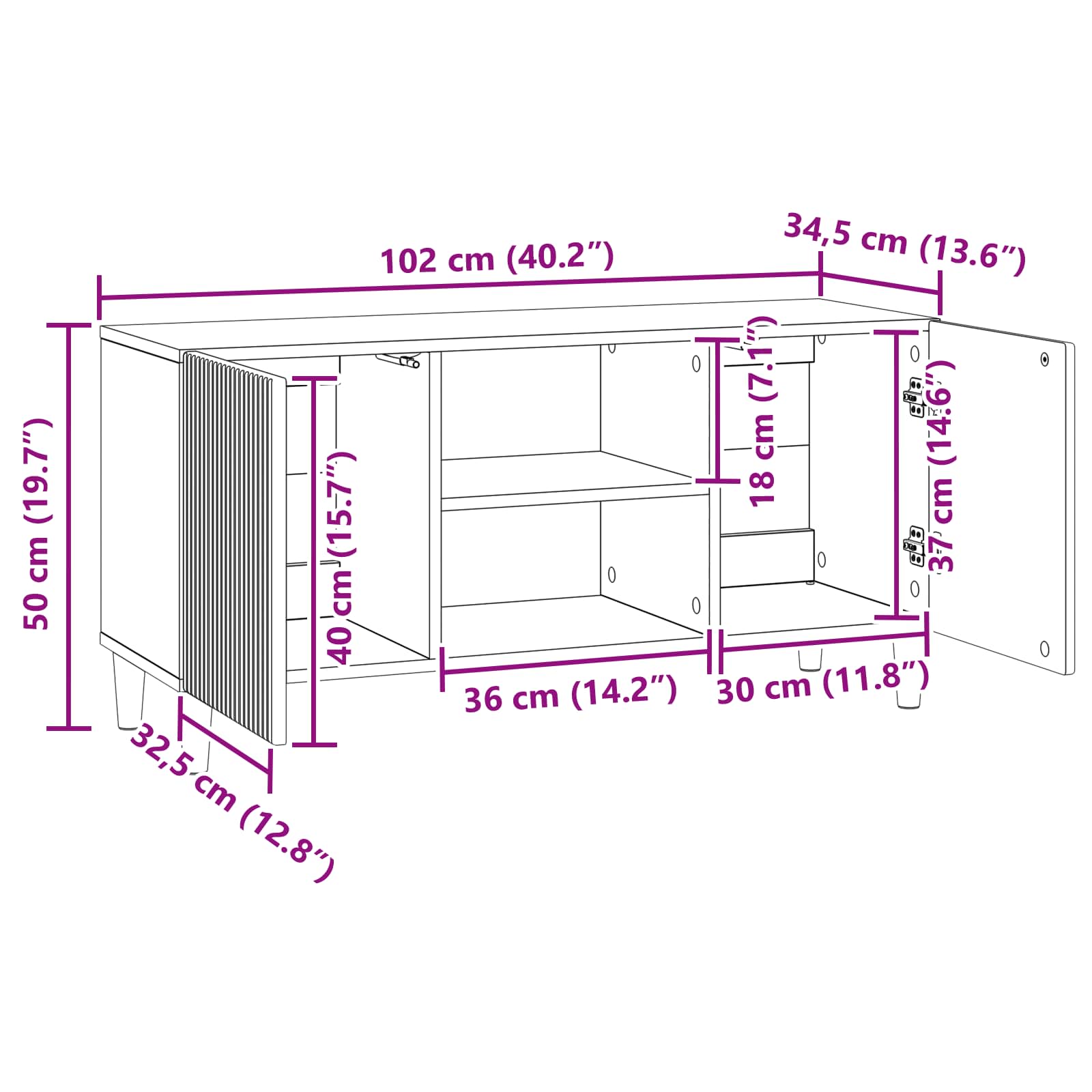 Mueble De Tv 102 X 34,5 X 50 Cm