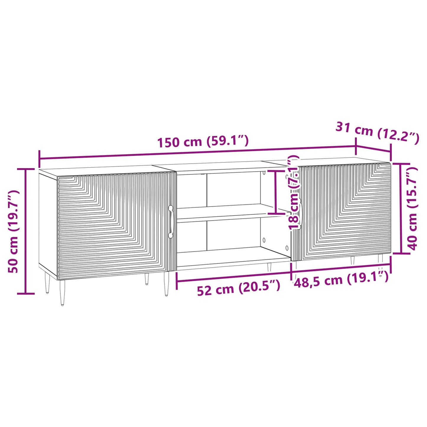 Mueble De Tv 150 X 31 X 50 Cm