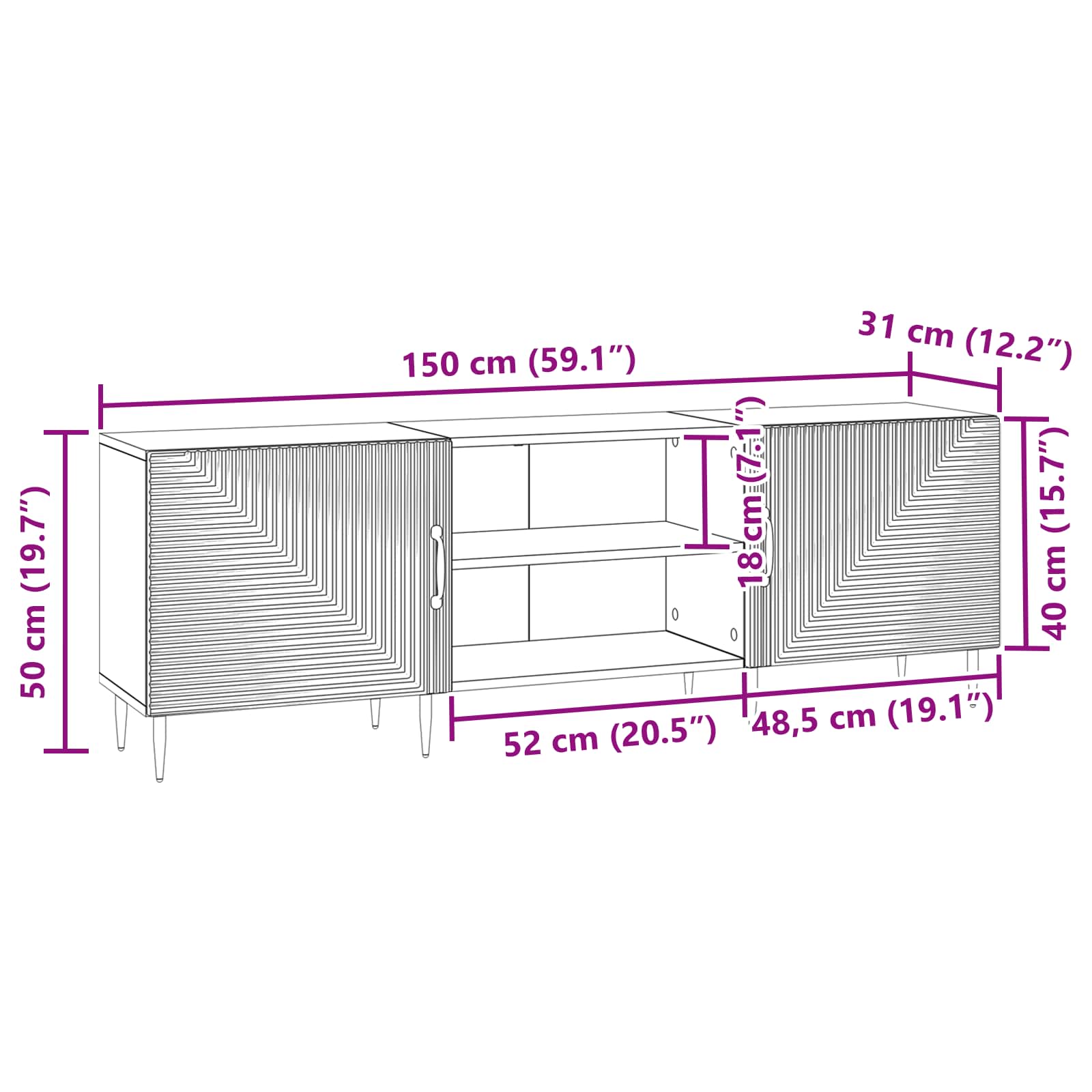 Mueble De Tv 150 X 31 X 50 Cm