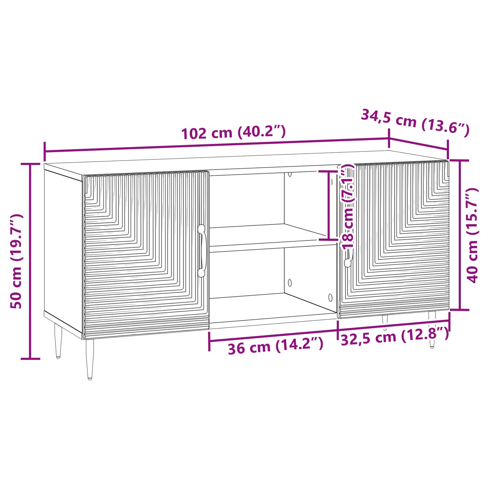 Mueble De Tv 102 X 34,5 X 50 Cm