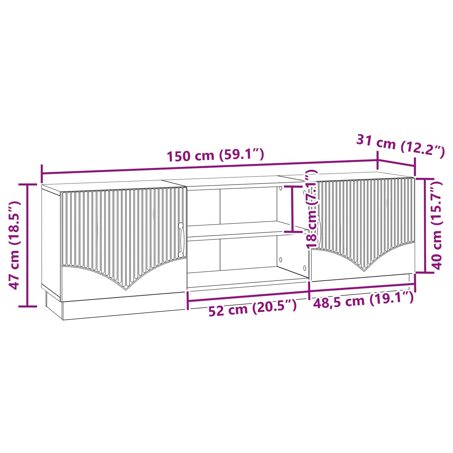Mueble De Tv 150 X 31 X 47 Cm