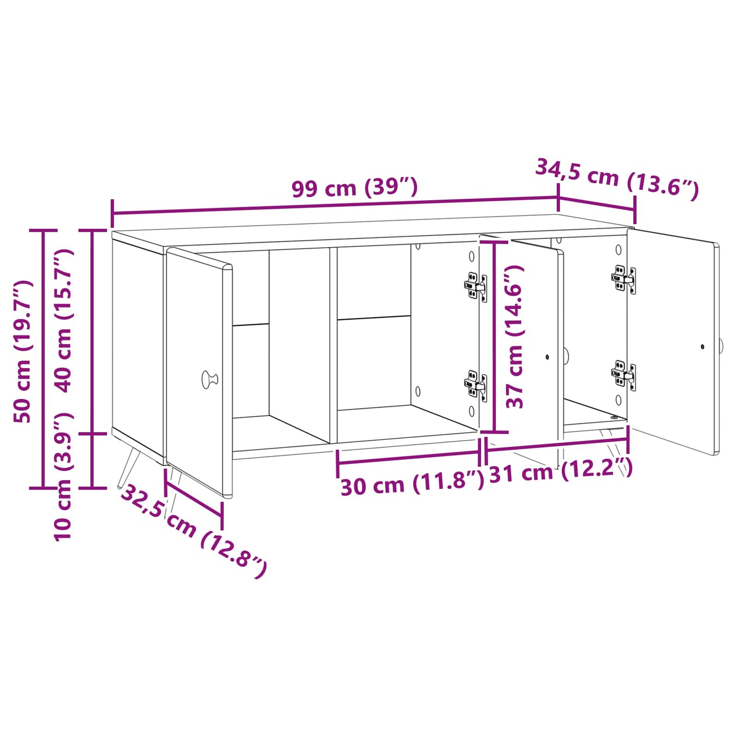 Mueble De Tv 99 X 34,5 X 50 Cm