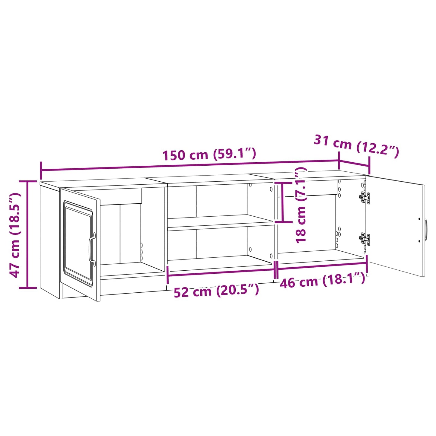 Mueble De Tv 150 X 31 X 47 Cm