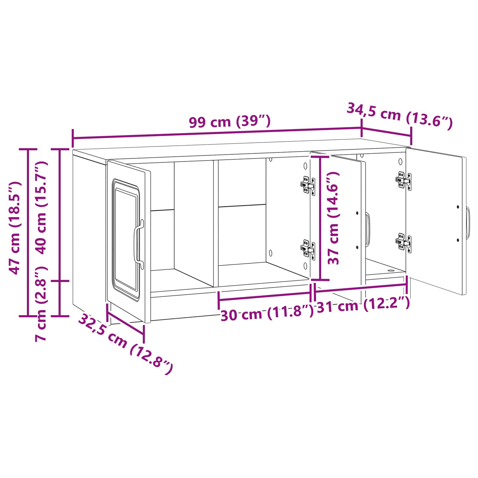Mueble De Tv 99 X 34,5 X 47 Cm