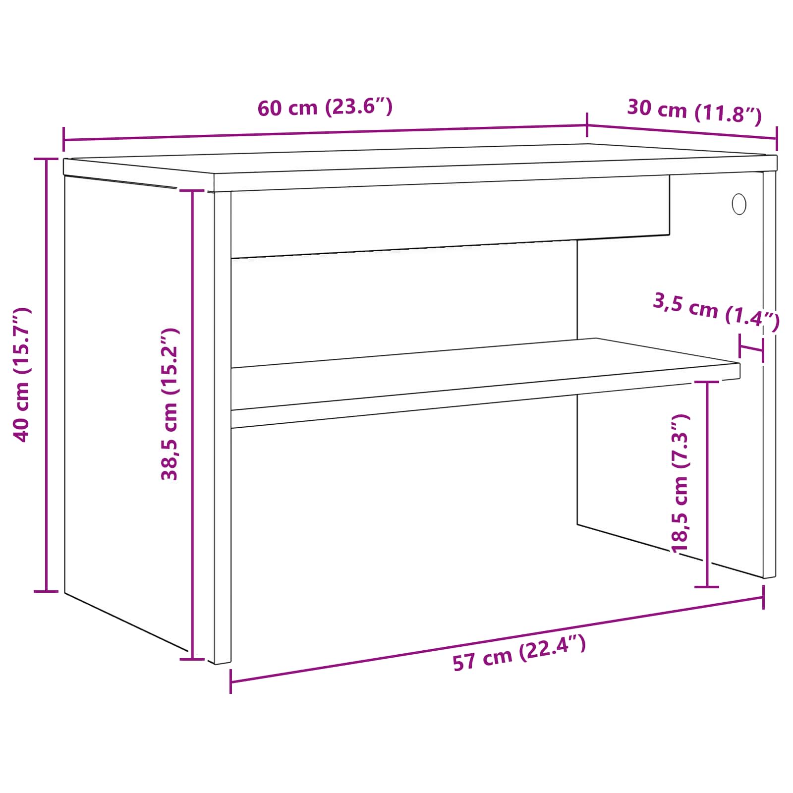Mueble De Tv 60 X 30 X 40 Cm Madera De Ingeniería
