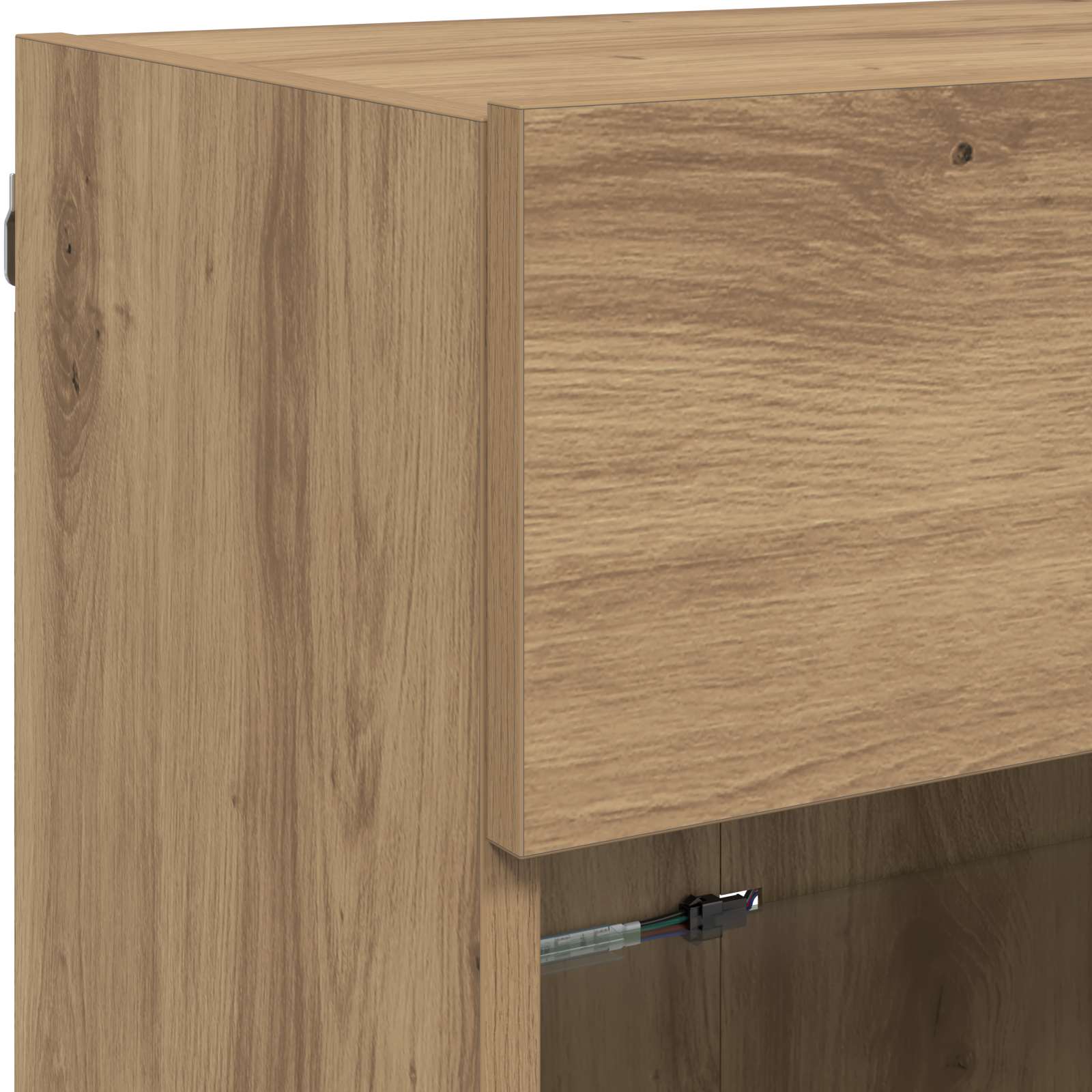 Mueble De Tv Montado En La Pared Con Led Roble Artesanal