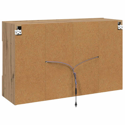 Mueble De Tv Montado En La Pared Con Led Roble Artesanal