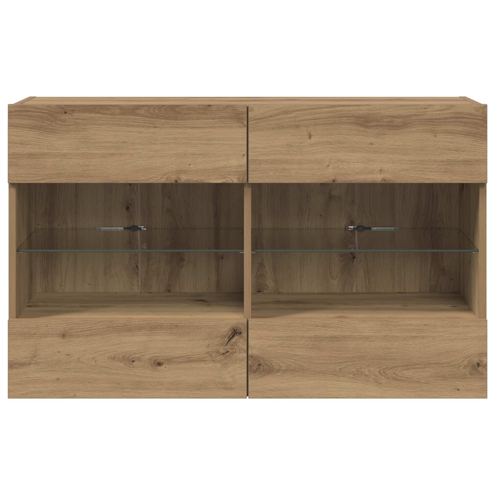 Mueble De Tv Montado En La Pared Con Led Roble Artesanal
