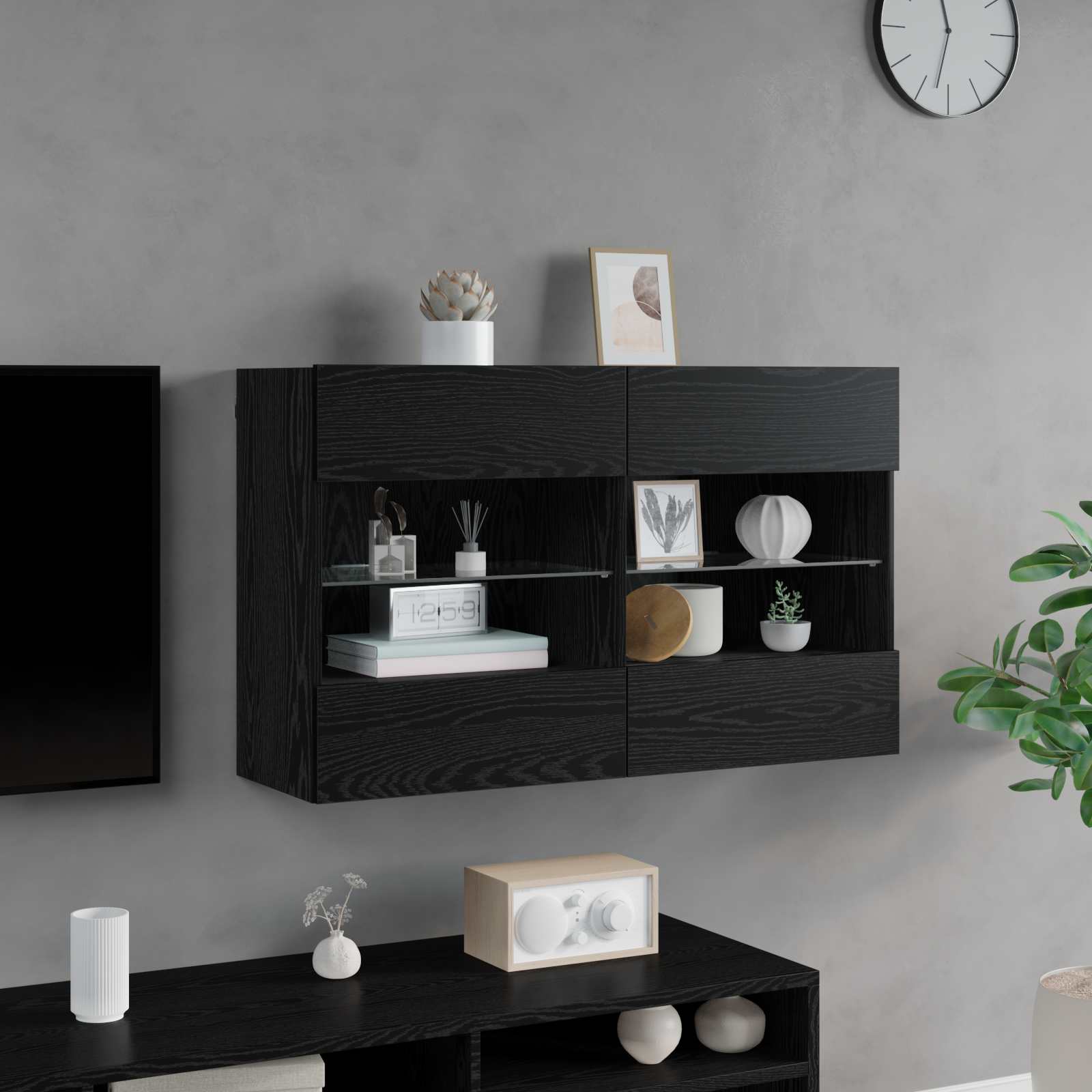 Mueble De Tv Montado En La Pared Con Led