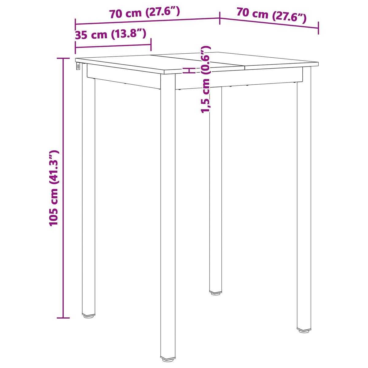 Mesa De Bar Madera De Pino Macizo