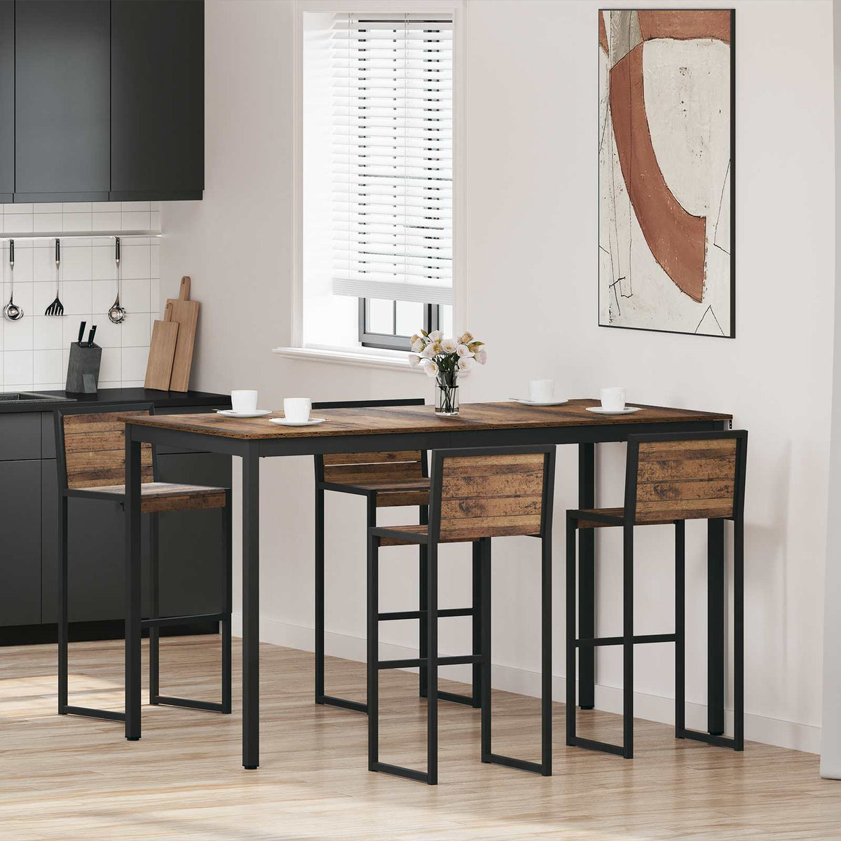 Mesa De Barra De Pie Madera De Ingeniería Cuadrado