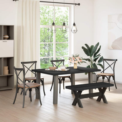 Banco Comedor Noain Patas Forma X Madera Maciza Pino