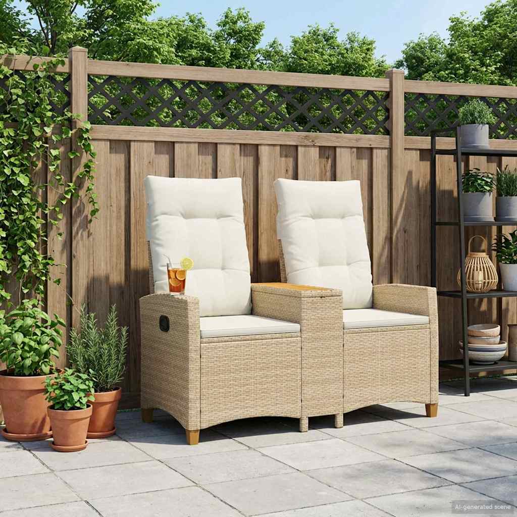 Banco Reclinable Con Mesa 2 -Seater 126 X 65 X 112 Cm