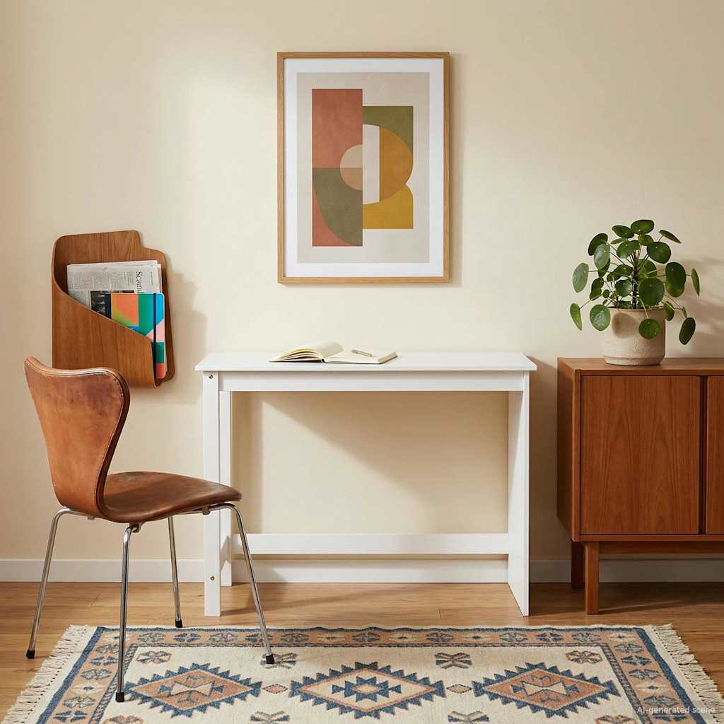 Escritorio 112 X 50 X 75 Cm Madera De Pino Macizo