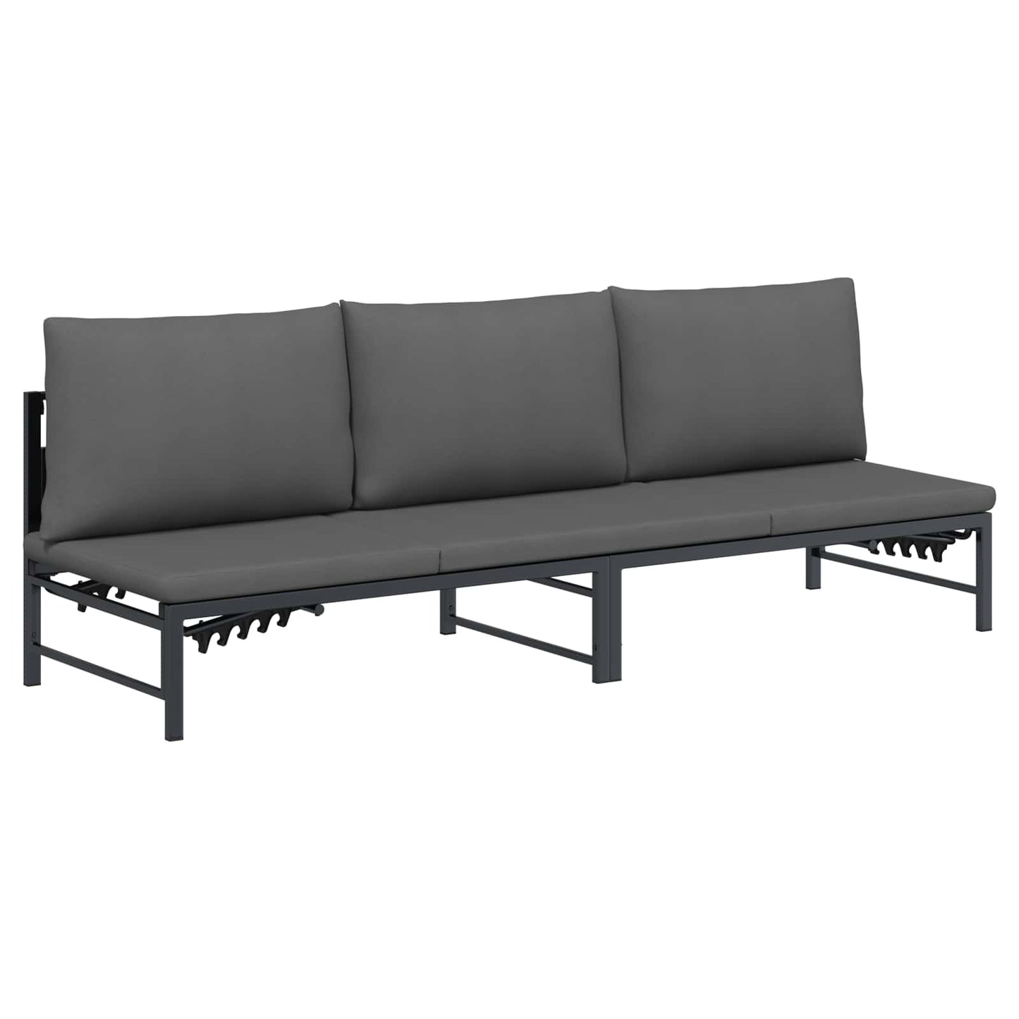 Tumbona De Sol Para 3 Personas Negro 200 X 62 X 59,5 Cm