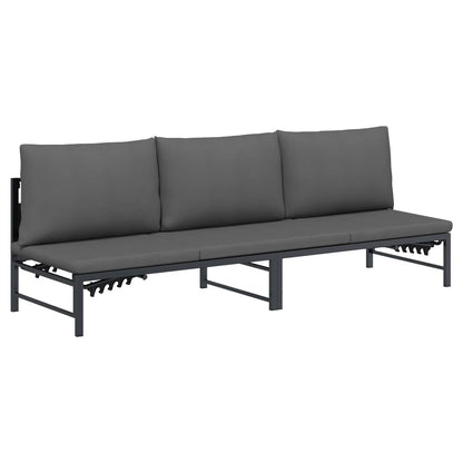 Tumbona De Sol Para 3 Personas Negro 200 X 62 X 59,5 Cm