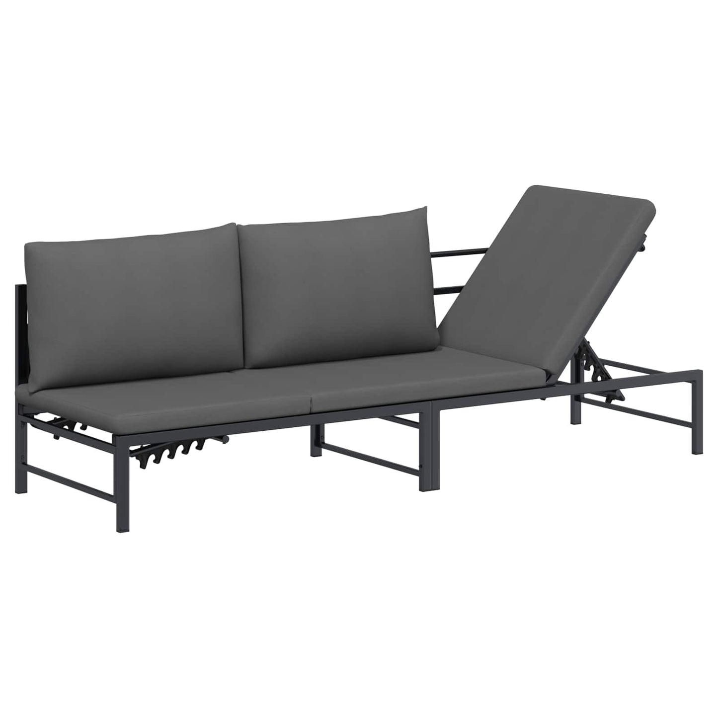 Tumbona De Sol Para 3 Personas Negro 200 X 62 X 59,5 Cm