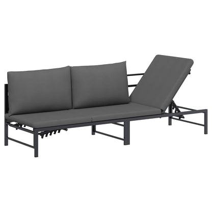 Tumbona De Sol Para 3 Personas Negro 200 X 62 X 59,5 Cm