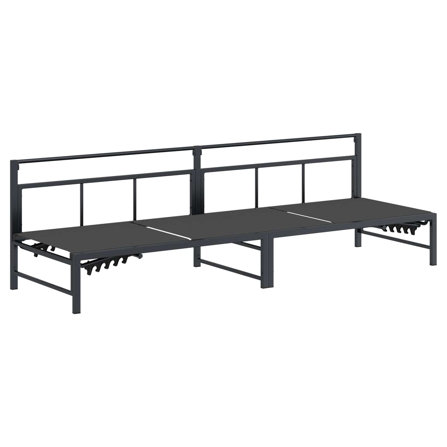 Tumbona De Sol Para 3 Personas Negro 200 X 62 X 59,5 Cm