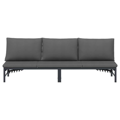 Tumbona De Sol Para 3 Personas Negro 200 X 62 X 59,5 Cm