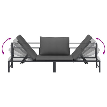 Tumbona De Sol Para 3 Personas Negro 200 X 62 X 59,5 Cm