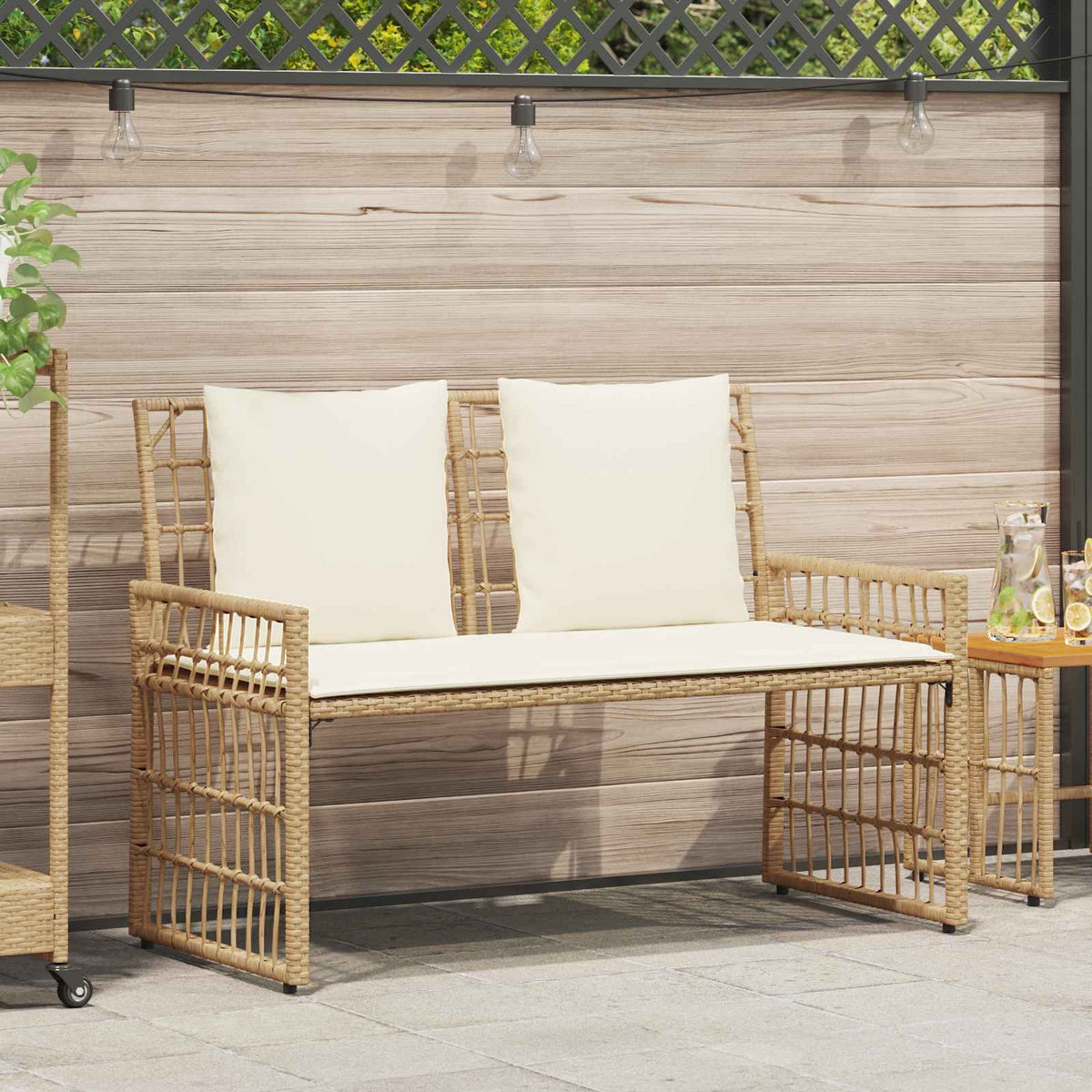 Banco De Exterior 2 -Seater 116 X 55 X 82 Cm Acero Y Poliratán