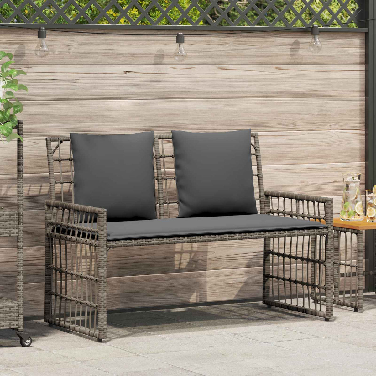 Banco De Exterior 2 -Seater 116 X 55 X 82 Cm Acero Y Poliratán