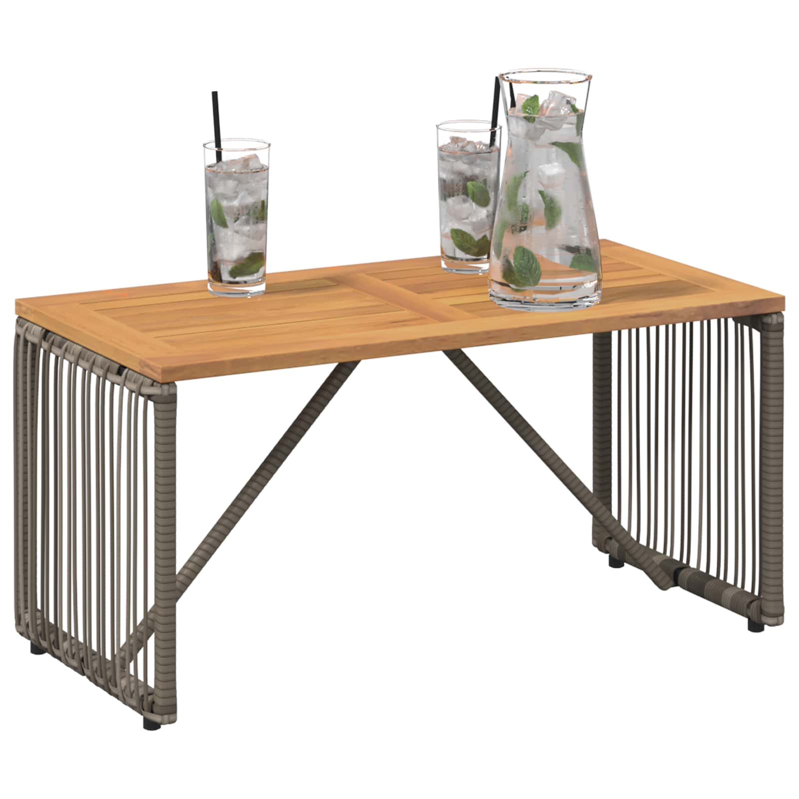 Mesa De Exterior Y Marrón 80 X 40 X 40 Cm Ratán Sintético