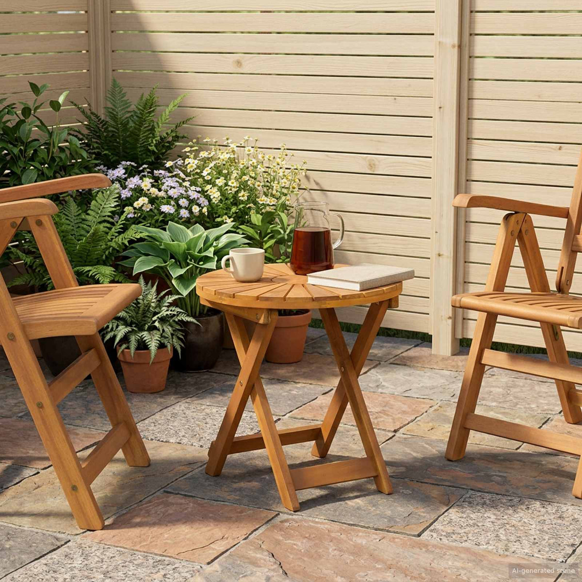 Mesa De Bistró Natural Ø45 X 45 Cm Madera De Acacia Sólida