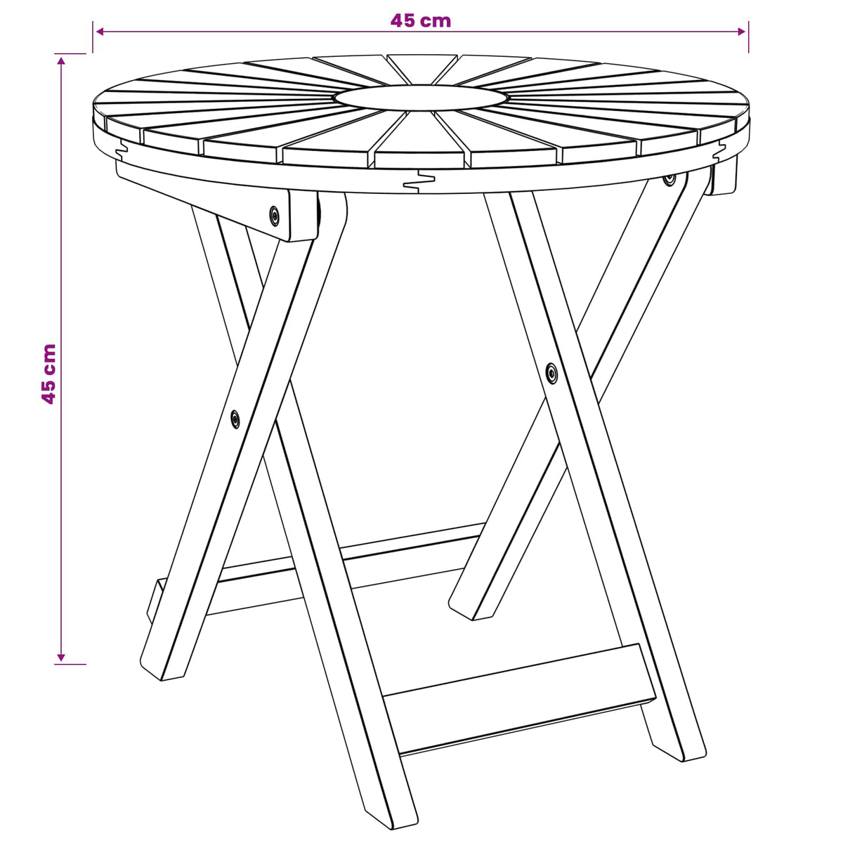 Mesa De Bistró Natural Ø45 X 45 Cm Madera De Acacia Sólida