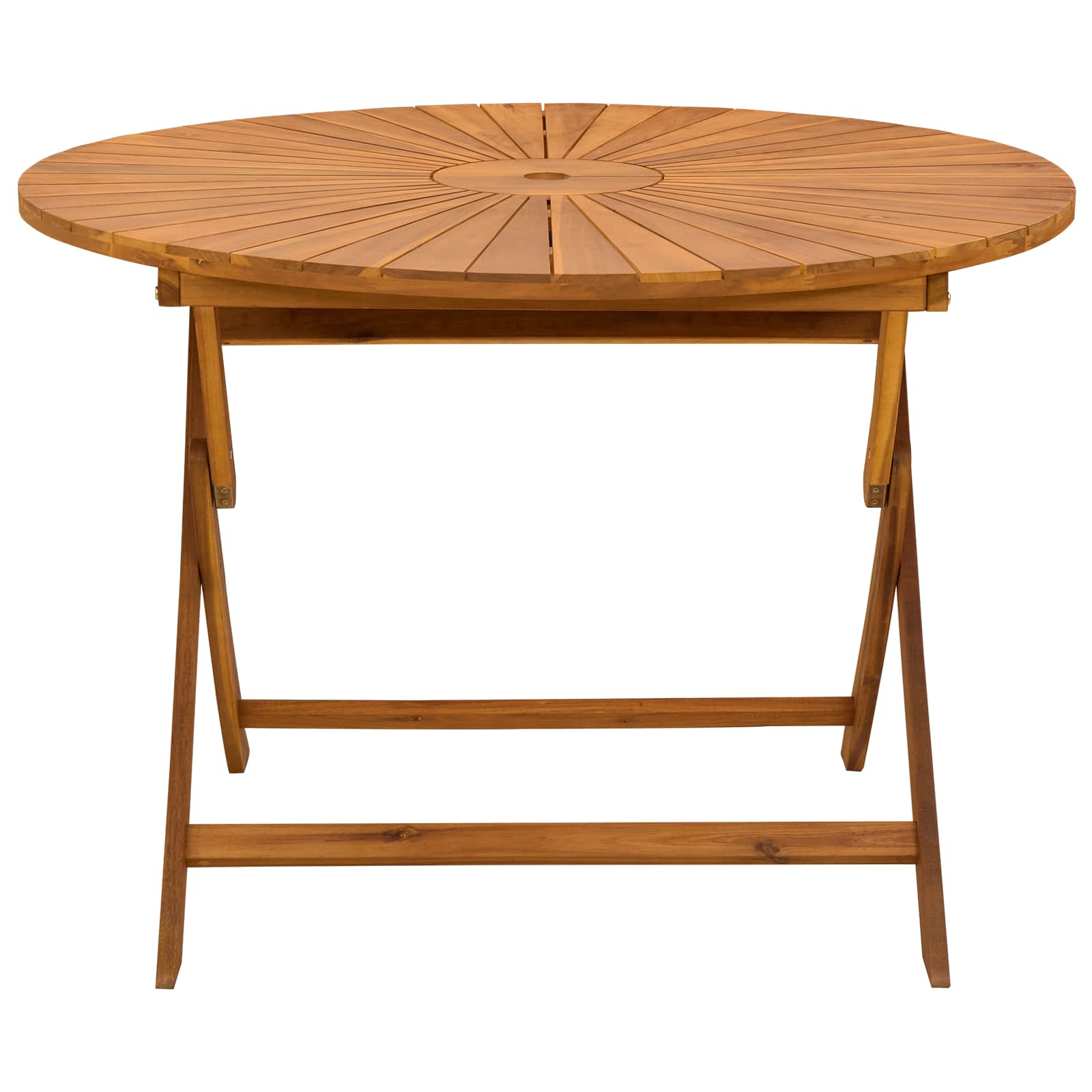 Mesa De Jardín Plegable Natural Ø110 X 75 Cm