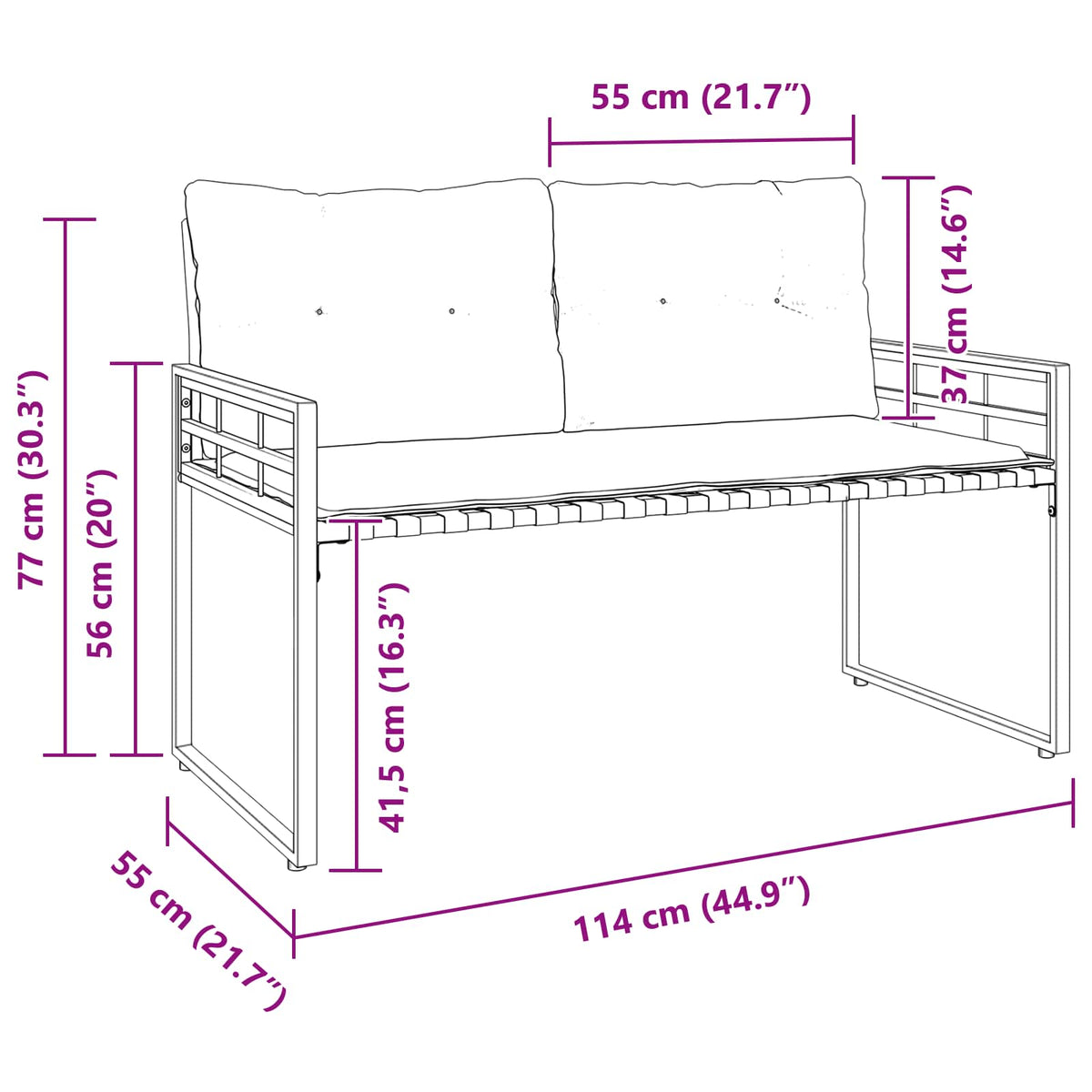 Banco De Capa De Madera 114 X 55 X 77 Cm Rectangular