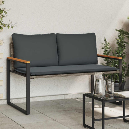 Banco Con Cojín Beige Y Crema 115 X 65 X 72 Cm Ratán