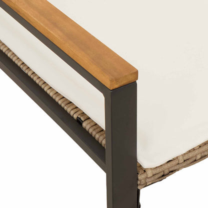 Banco Con Cojín Beige Y Crema 115 X 65 X 72 Cm Ratán