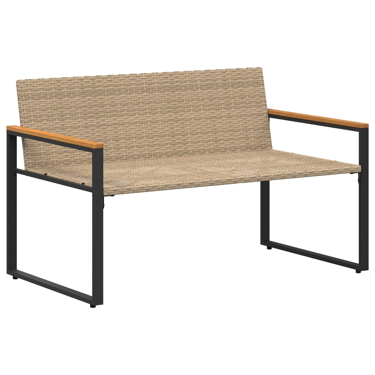 Banco Con Cojín Beige Y Crema 115 X 65 X 72 Cm Ratán