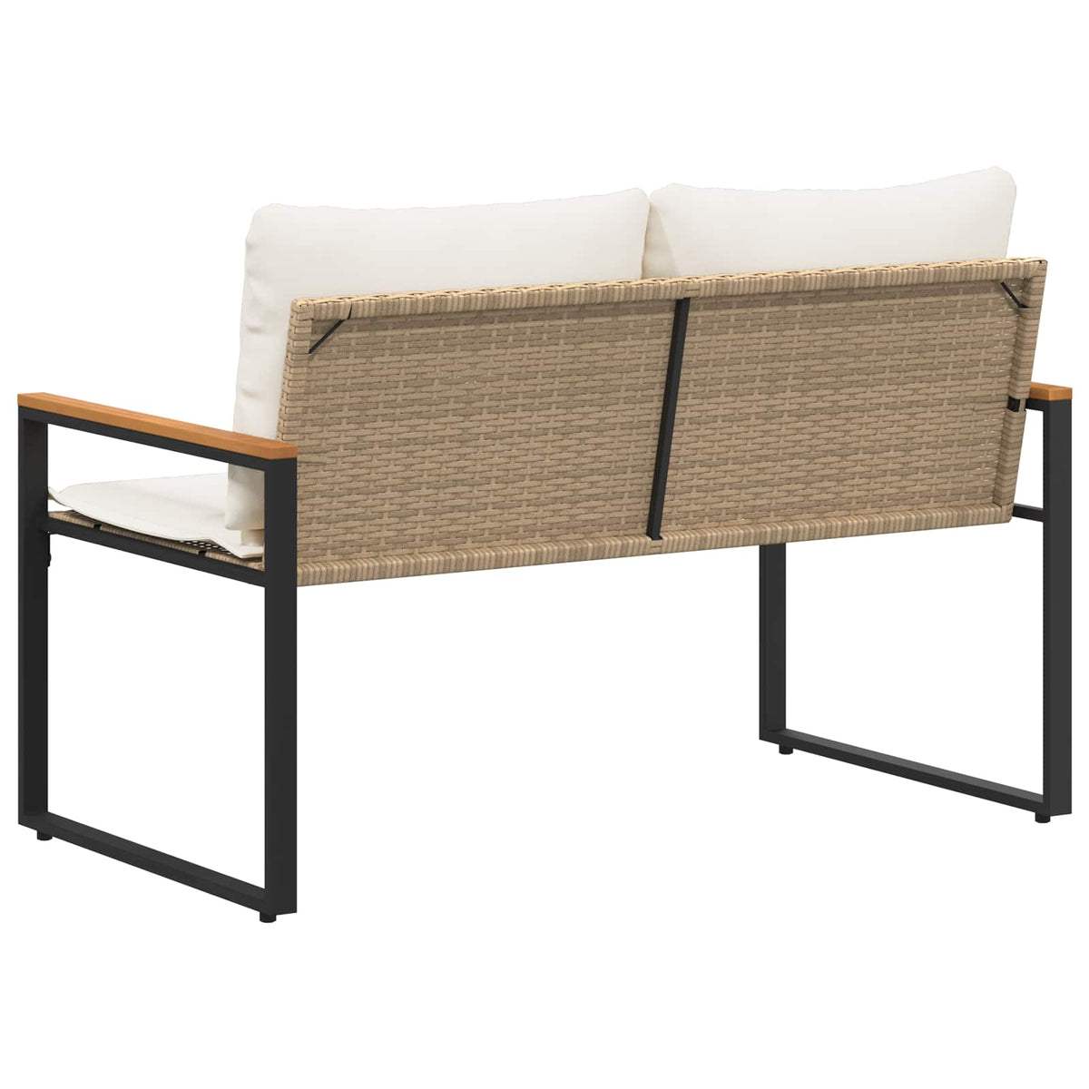 Banco Con Cojín Beige Y Crema 115 X 65 X 72 Cm Ratán