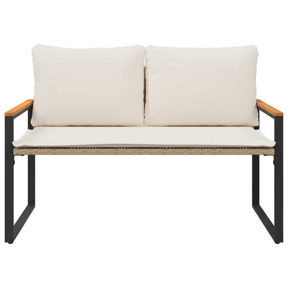 Banco Con Cojín Beige Y Crema 115 X 65 X 72 Cm Ratán