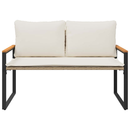 Banco Con Cojín Beige Y Crema 115 X 65 X 72 Cm Ratán