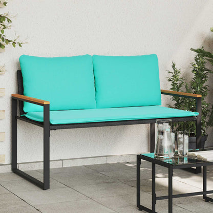 Banco Con Cojín Beige Y Crema 115 X 65 X 72 Cm Ratán