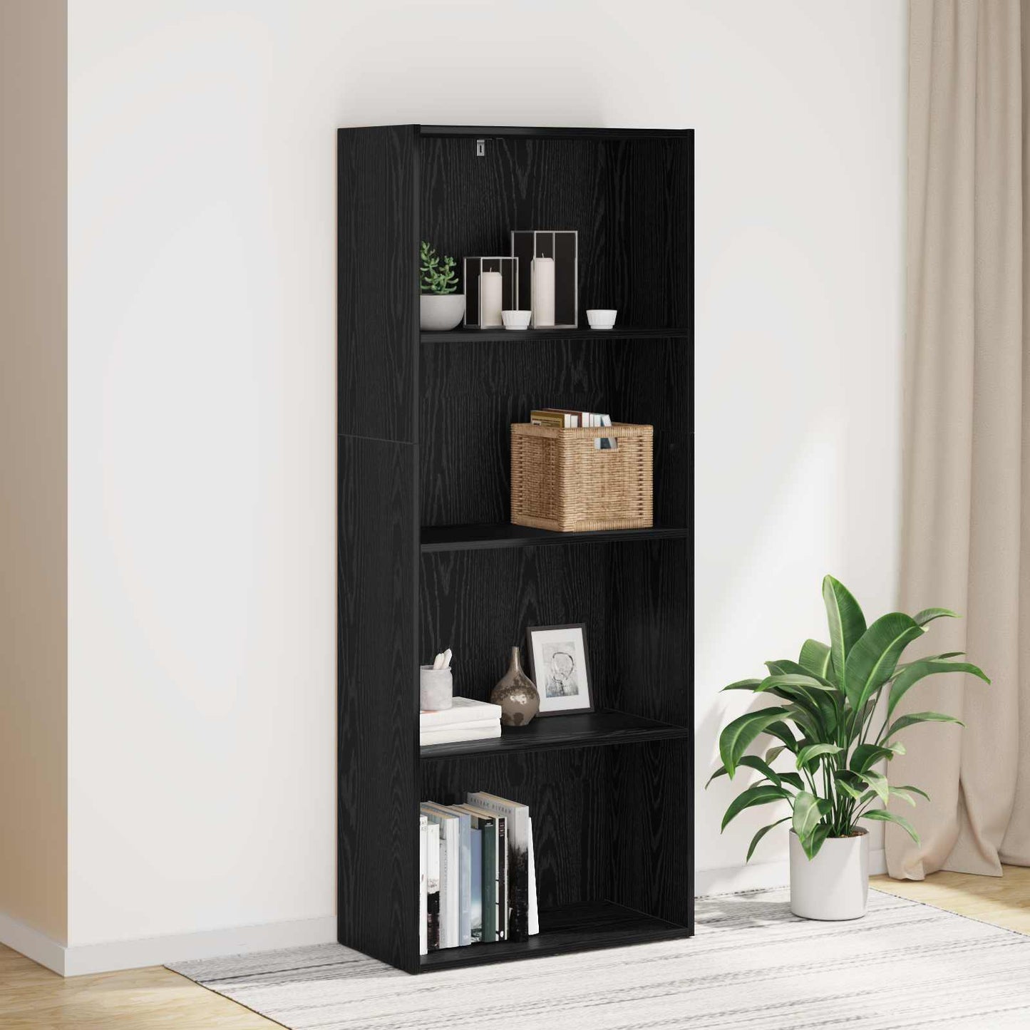 Estantería De 5 Niveles Madera Contrachapada Blanca 80X30X189Cm