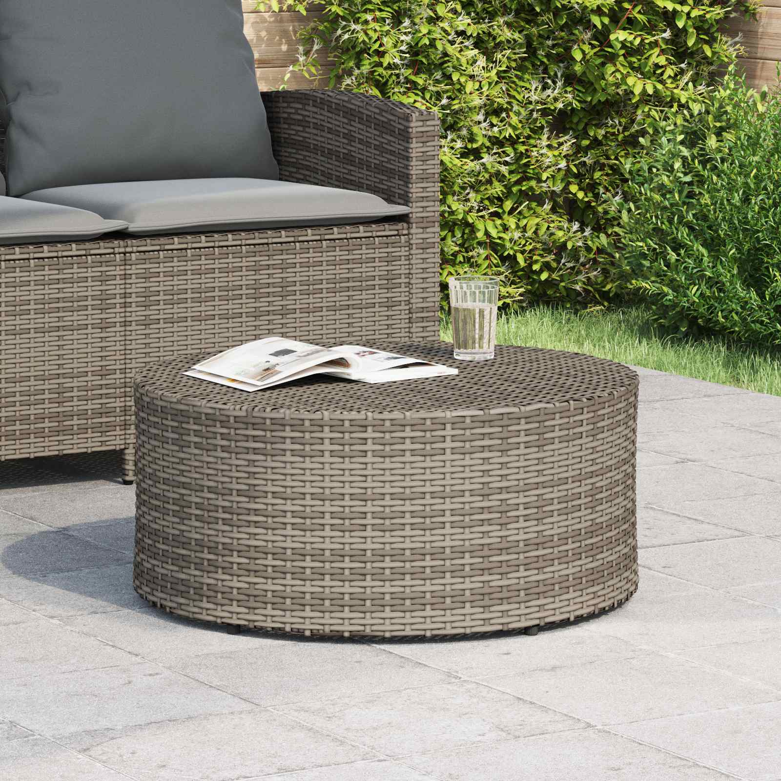 Mesa De Café Para Exterior Ø 68 X 30 Cm Ratán Sintético