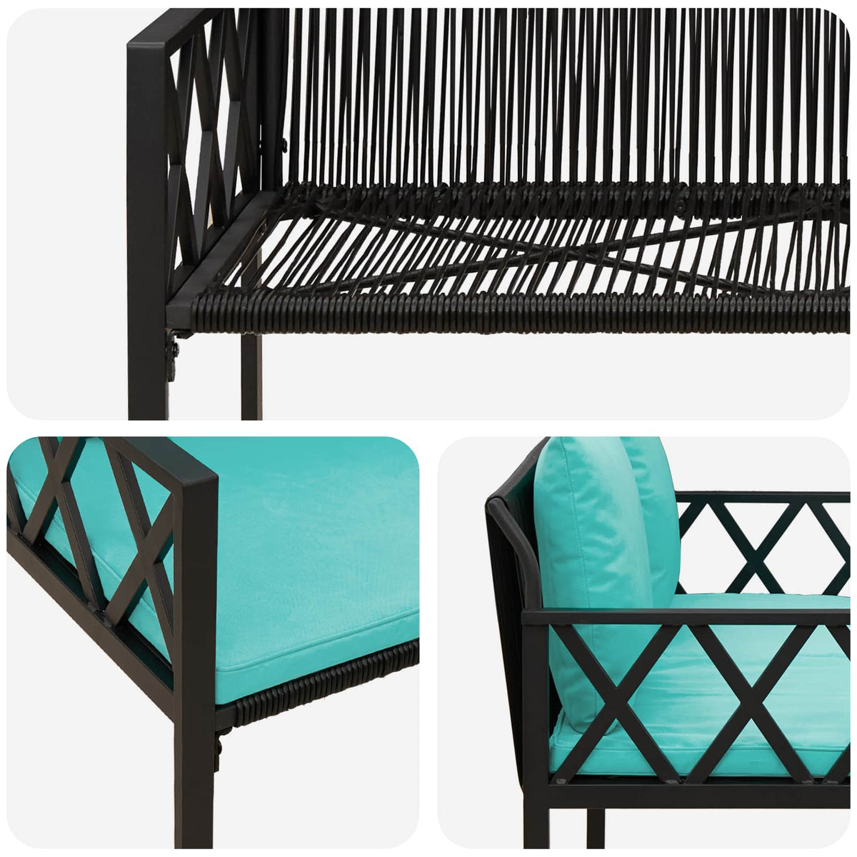 Bancos De Exterior 2 -Seater 116 X 56 X 75 Cm Ratán Sintético