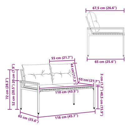 Banco De Exterior 2 -Seater 116 X 67,5 X 72 Cm Ratán Sintético