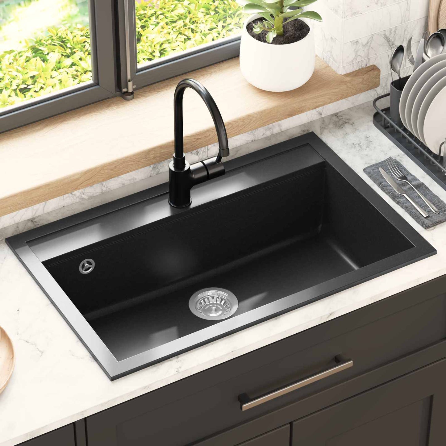 Fregadero De Cocina De Granito Con Un Seno