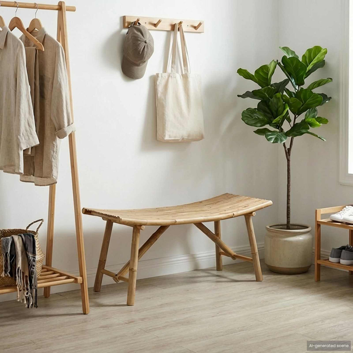 Banco De Jardín 110 X 45 X 50 Cm Bambú Natural Rectangular
