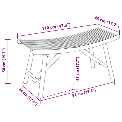 Banco De Jardín 110 X 45 X 50 Cm Bambú Natural Rectangular