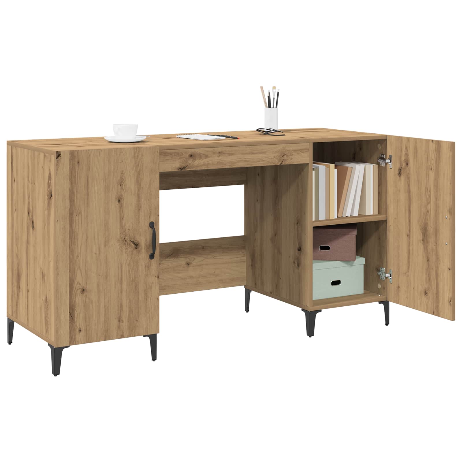 Escritorio Roble Artesanal Madera De Ingeniería