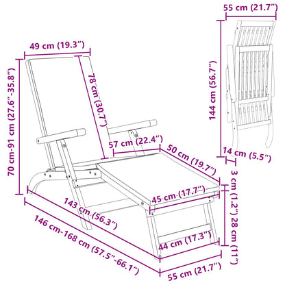 Recliner Y Tumbona Plegable 2 Pcs Madera De Acacia Sólida