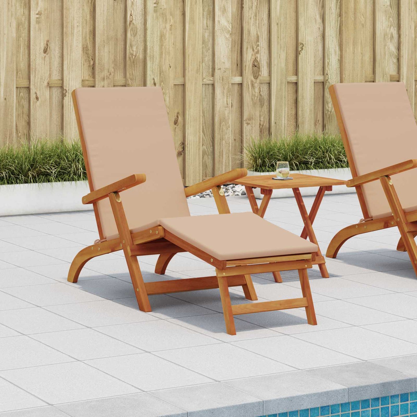 Recliner Y Tumbona Plegable 2 Pcs Madera De Acacia Sólida