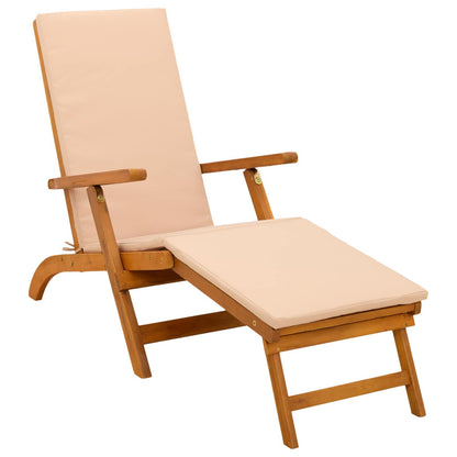 Recliner Y Tumbona Plegable 3 Pcs Madera De Acacia Sólida
